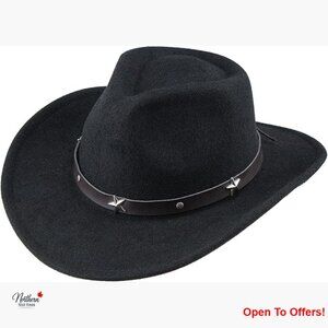 Felt Fedora Hat with Faux Leather Band, UPF51+ Sun Protection
